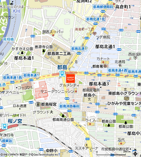 グルメシティ都島本通店付近の地図